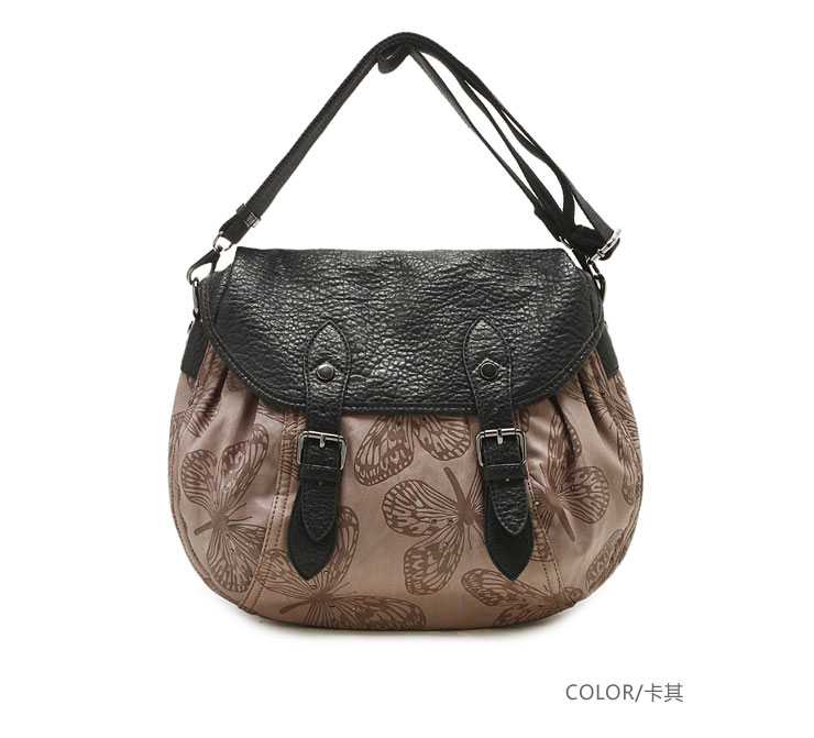 蝴蝶物语系列时尚斜挎包 卡其